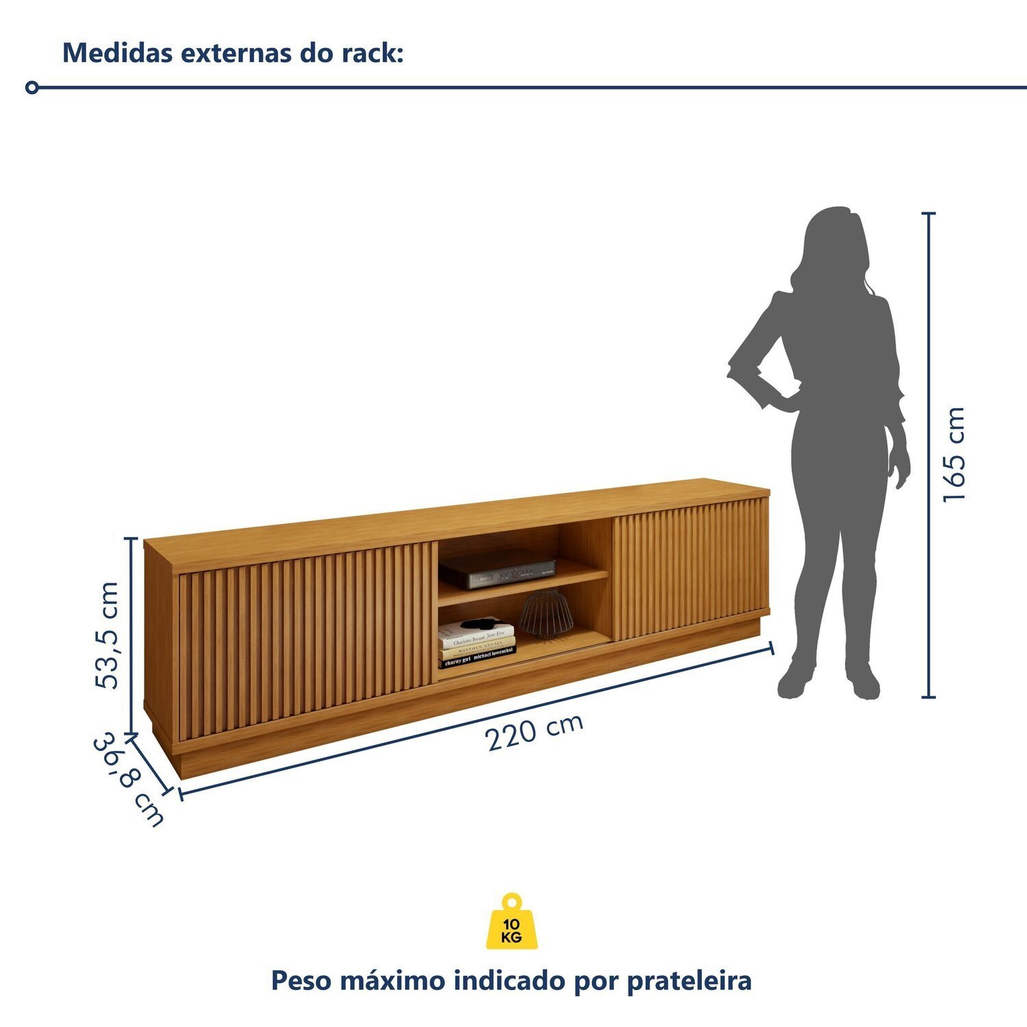 Rack com Painel para TV até 75 Polegadas Ripado 100% MDF sem Led 220cm Paris Arezzo - 12