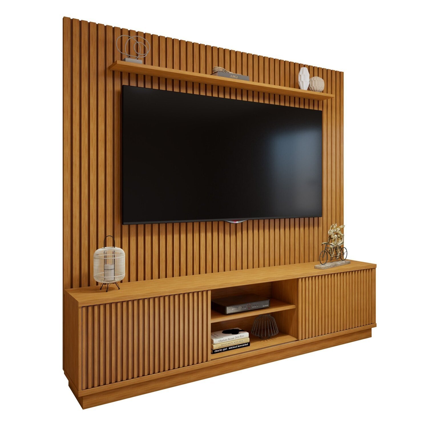 Rack com Painel para TV até 75 Polegadas Ripado 100% MDF sem Led 220cm Paris Arezzo - 18