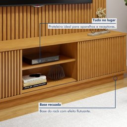 Rack com Painel para TV até 75 Polegadas Ripado 100% MDF sem Led 220cm Paris Arezzo - 5