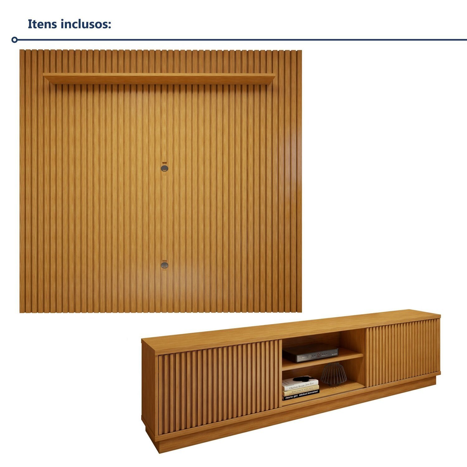 Rack com Painel para TV até 75 Polegadas Ripado 100% MDF sem Led 220cm Paris Arezzo - 10