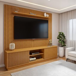 Rack com Painel para TV até 75 Polegadas Ripado 100% MDF sem Led 220cm Paris Arezzo - 1