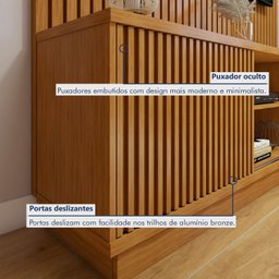 Rack com Painel para TV até 75 Polegadas Ripado 100% MDF sem Led 220cm Paris Arezzo - 4