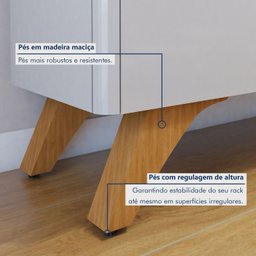 Rack com Painel para TV até 75 Polegadas Ripado sem Led 310x180cm  Pés Madeira Maciça  Grécia Paris - 6