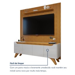Rack com Painel para TV até 75 Polegadas Ripado sem Led 310x180cm  Pés Madeira Maciça  Grécia Paris - 8