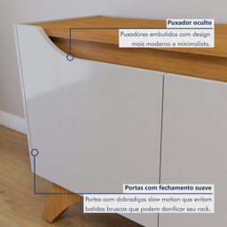 Rack com Painel para TV até 75 Polegadas Ripado sem Led 310x180cm  Pés Madeira Maciça  Grécia Paris - 4