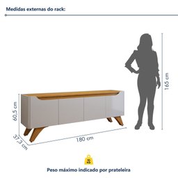 Rack com Painel para TV até 75 Polegadas Ripado sem Led 310x180cm  Pés Madeira Maciça  Grécia Paris - 12
