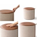 Ver imagem 5 de Puff Requinte Banqueta Decorativa Linho e Couro Sala Quarto - Marrom