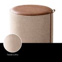 Ver imagem 6 de Puff Requinte Banqueta Decorativa Linho e Couro Sala Quarto - Marrom
