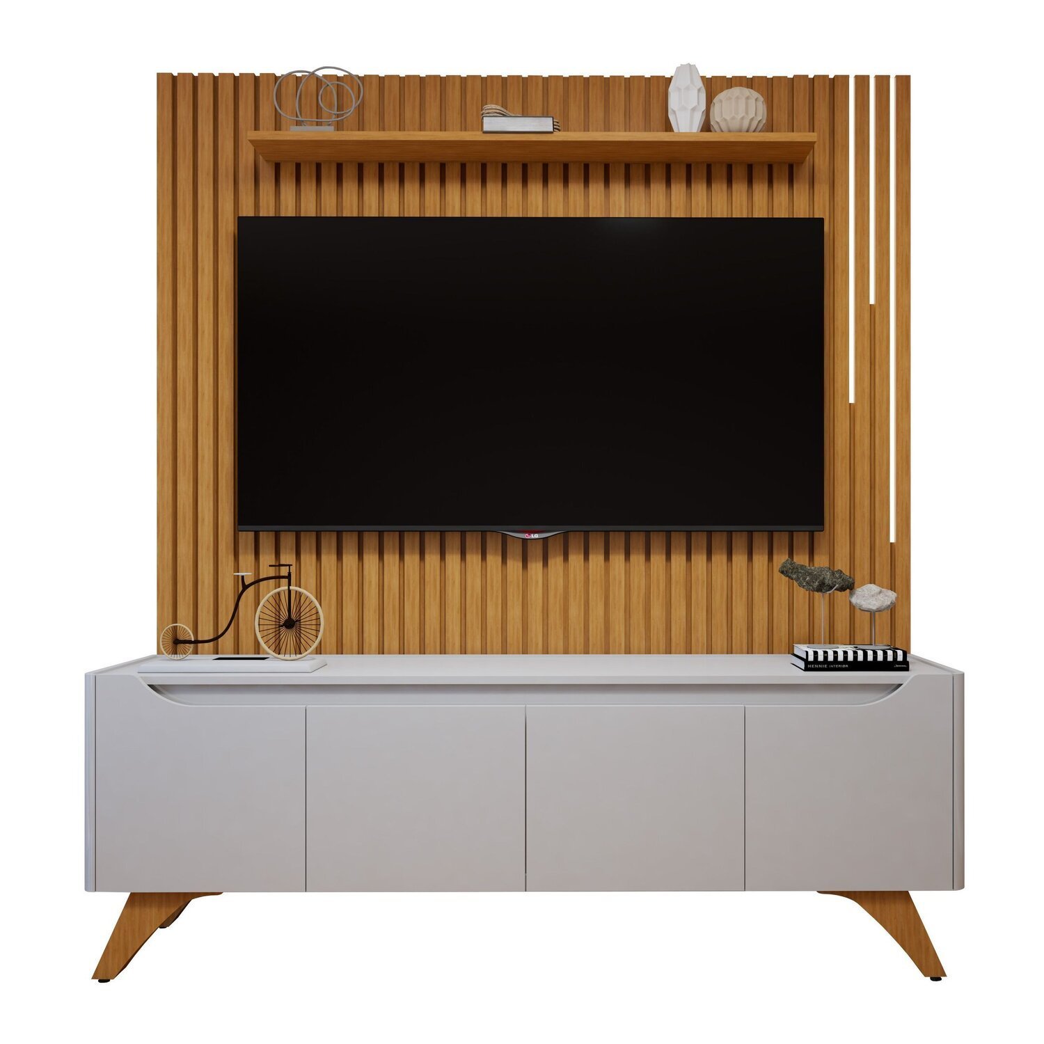 Conjunto Rack Grécia 180cm com Painel Ripado com Led para Tv de até 75 Polegadas com Led Paris - 17