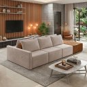 Ver imagem 5 de Sofá Ilha 3 Lugares Living 312cm Modulado Lary Sintético Pu Nozes e Cinza K01 - D'rossi