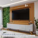 Ver mais imagens de Rack com Painel Ripado para TV até 75 Polegadas 100% MDF com LED 228CMX310,5cm Pés em Madeira Maciça sem Grécia Paris Bege