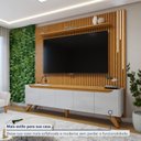 Ver mais imagens de Rack com Painel Ripado para TV até 75 Polegadas 100% MDF com LED 228CMX310,5cm Pés em Madeira Maciça Grécia Paris Bege