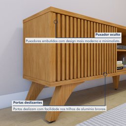 Rack com Painel para TV até 75 Polegadas com Ripado 100% MDF 180cm Gaia Paris - 4