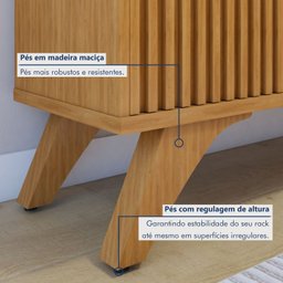 Rack com Painel para TV até 75 Polegadas com Ripado 100% MDF 180cm Gaia Paris - 5