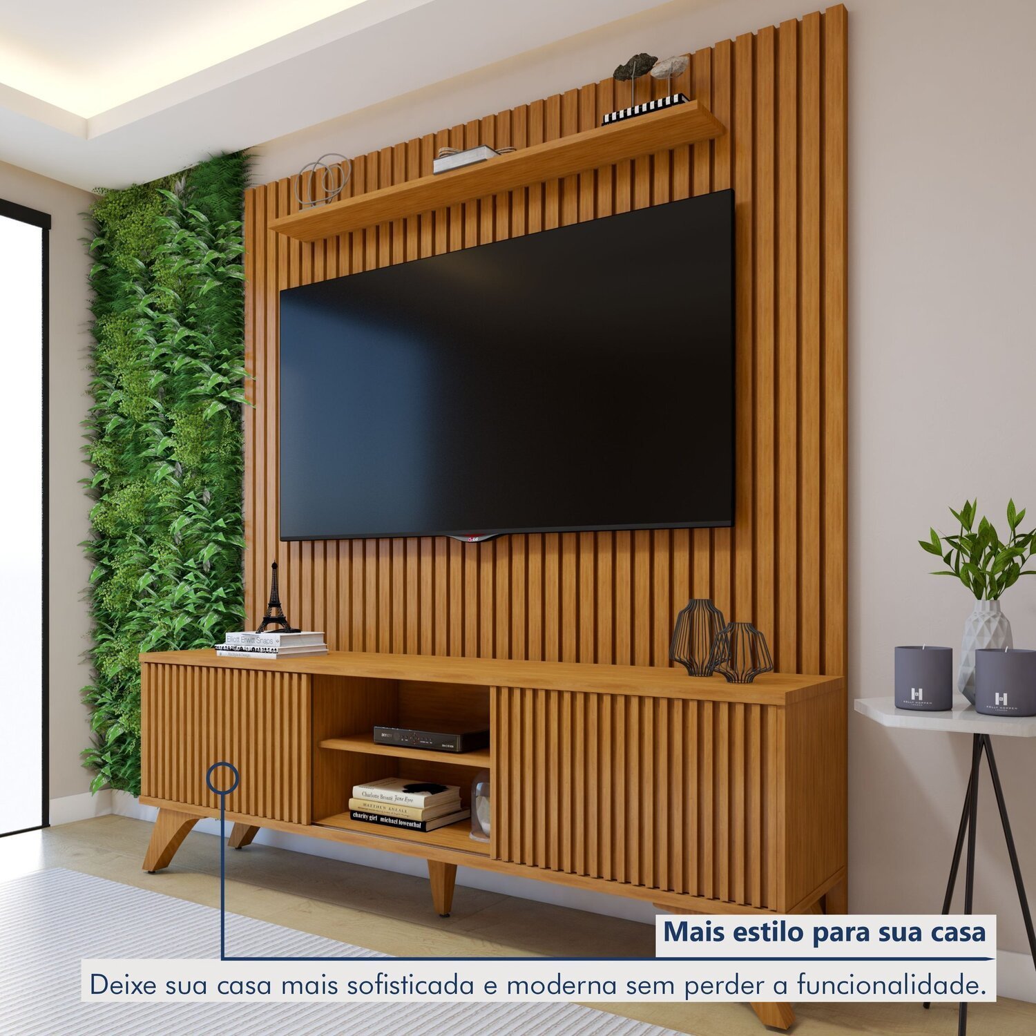 Conjunto Rack Gaia 180cm com Painel Ripado para Tv de até 75 Polegadas Paris - 7