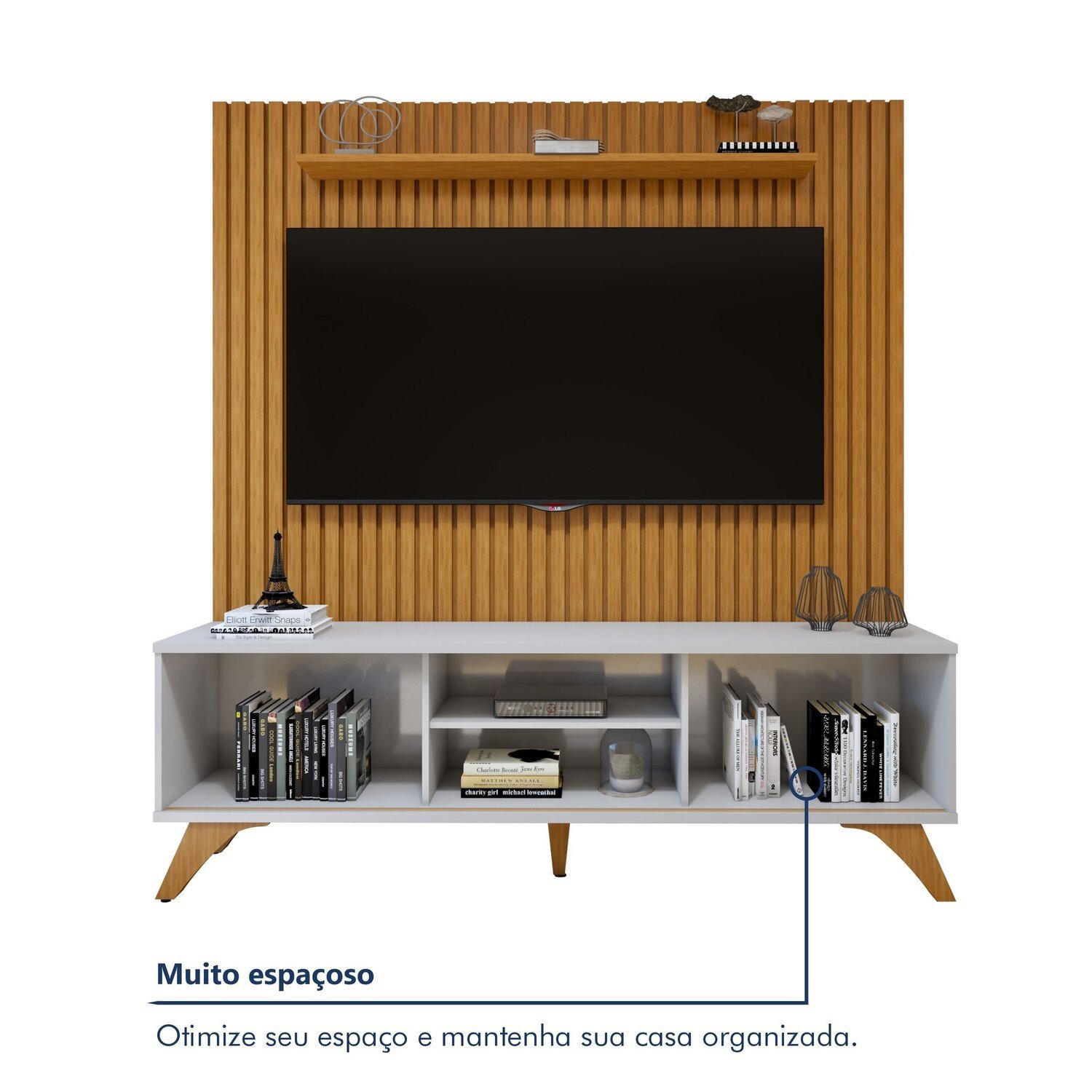 Conjunto Rack Gaia 180cm com Painel Ripado para Tv de até 75 Polegadas Paris - 10