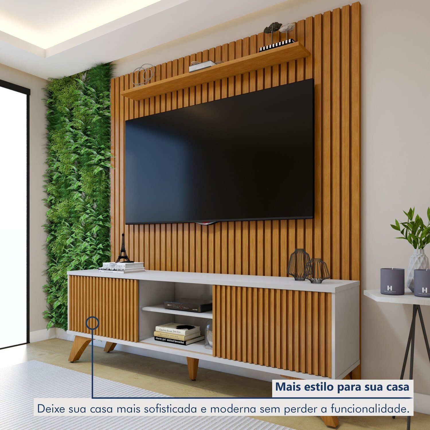 Conjunto Rack Gaia 180cm com Painel Ripado para Tv de até 75 Polegadas Paris - 7