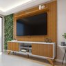 Rack com Painel para TV até 75 Polegadas com Ripado 100% MDF 218cm Pés Madeira Maciça Gaia Paris - 1