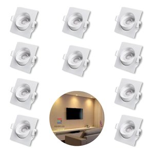 10 Spot Quadrado 3w Embutir Sanca Direcionavel Mr11 Dicroica