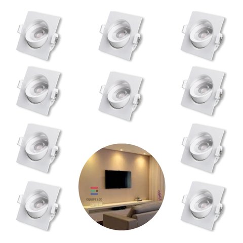 10 Spot Quadrado 3w Embutir Sanca Direcionavel Mr11 Dicroica