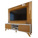 Ver imagem 2 de Rack com Painel para TV até 75 Polegadas 303,5cmx218cm Ripado 100% MDF com LED Pés Madeira Maciça Gaia Paris