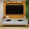 Rack com Painel para TV até 75 Polegadas Laqueado 100% MDF Ripado Pés Madeira Maciça Paris - 1