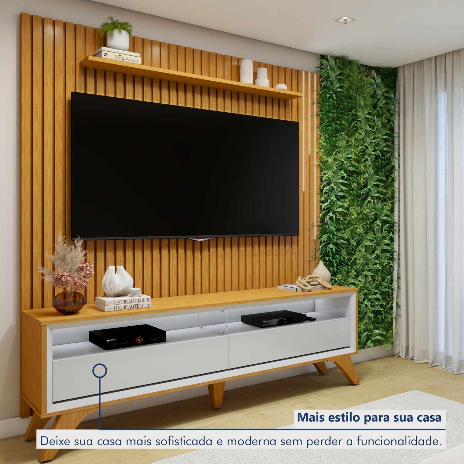 Conjunto Rack Áustria 180cm com Painel Ripado com Led para Tv de até 75 Polegadas Paris - 6