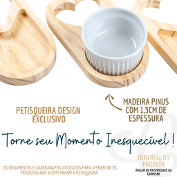 Petisqueira Madeira com Ramequim para Molho Patê Mesa Posta - 5