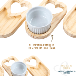 Petisqueira Madeira com Ramequim para Molho Patê Mesa Posta - 4
