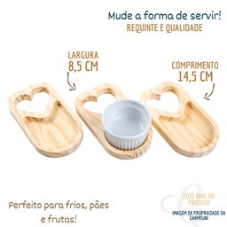 Petisqueira Madeira com Ramequim para Molho Patê Mesa Posta - 3