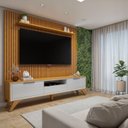 Ver imagem 3 de Rack com Painel Ripado para TV até 75 Polegadas 100% MDF 220cm Pés em Madeira Maciça Laqueado Paris
