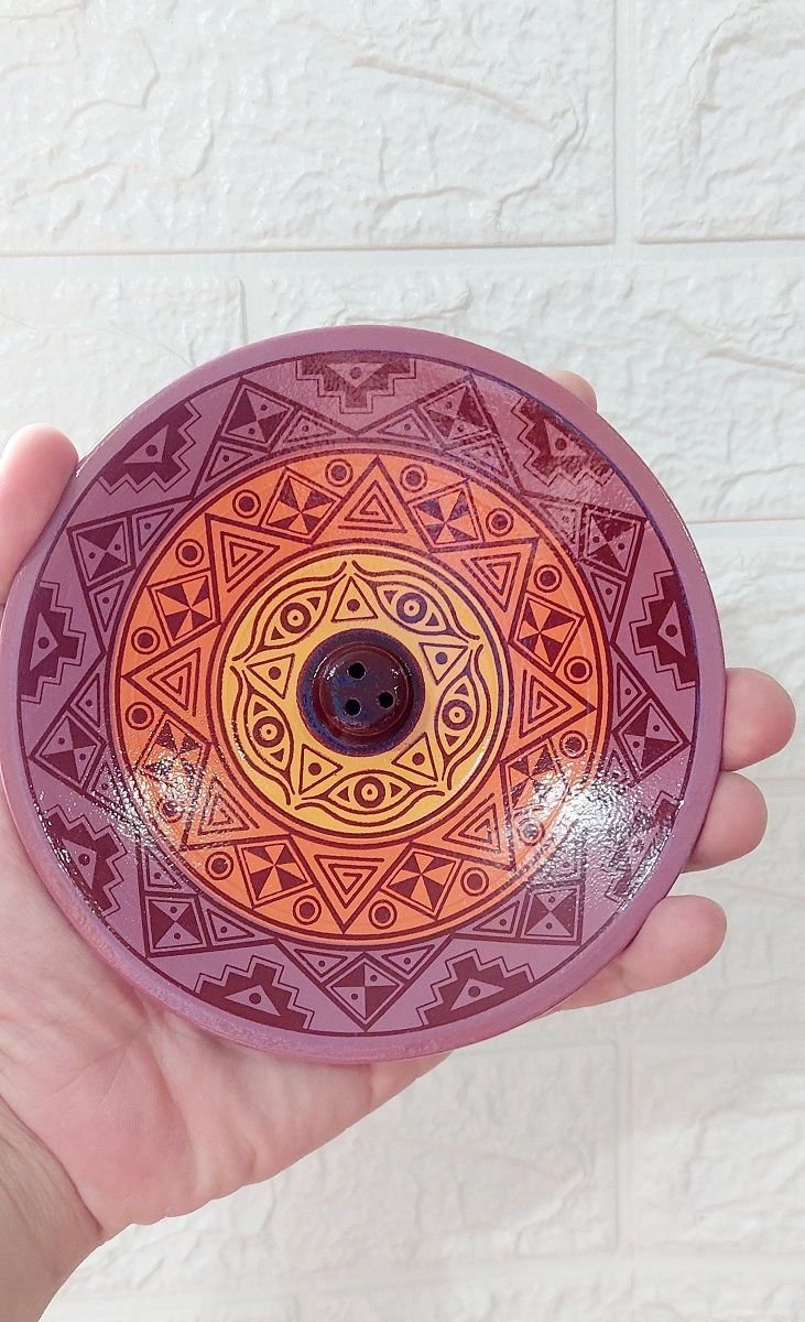 Incensário de Cerâmica Peruano Roxo 14 Cm para 3 Incenso - 2