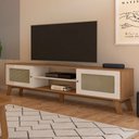 Ver imagem 1 de Rack para Tv até 75 Polegadas Charlotte 2 Portas Cinamomo/off White - Artely Móveis