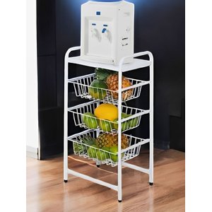 Fruteira Aço Bancada 3 Andar Compartimento Fruta Minimalista