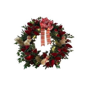 Guirlanda 195 Galhos com Led's Decorada Vermelha - 90cm