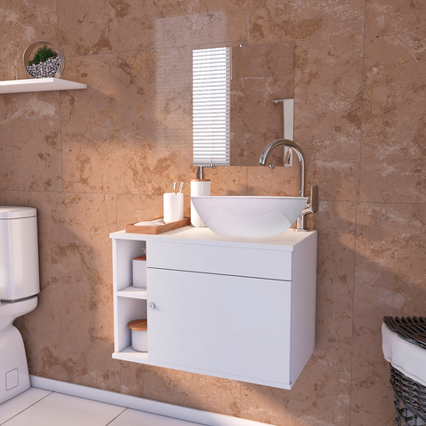 Gabinete para Banheiro de Madeira com Cuba 60cm 