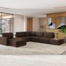 Sofá de Canto 5 Lugares com Chaise Modular Moderno Premium Veludo Marrom Agatha - 1