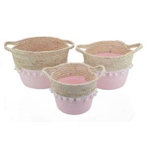 Cesto de Palha Rustico Organizador e Decorativo Partna 4027ro