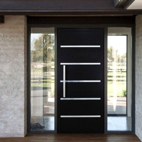 Porta Pivotante Solara Alumínio Puxador Barra Chata 210 X 110  Abertura Esquerda