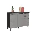 Ver imagem 1 de Balcão de Cozinha 1,20cm 2 Portas 3 Gavetas Tampo Diamante Cinza/Chumbo/Titânio