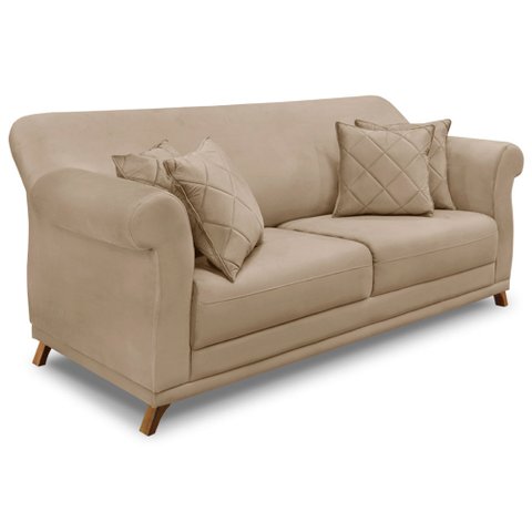 Sofá Living 2 Lugares 1,80m Vênus Suede Pés Castanho - Pallazio - Bege