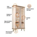 Ver imagem 3 de Sala de Jantar com Cristaleira Évora e Balcão Buffet Saluti Off White/cinamomo - Hb Móveis