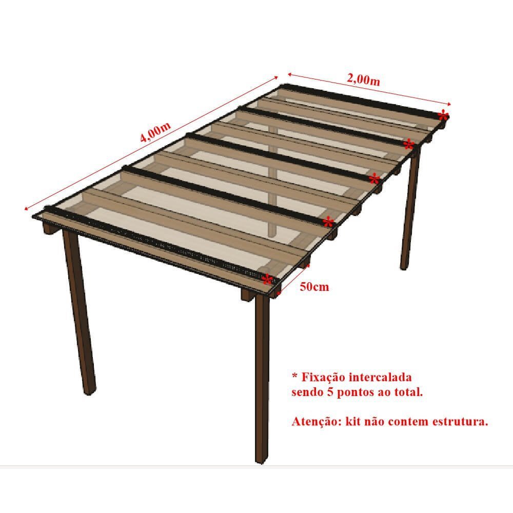 Ver imagem 2 de Cobertura Policarbonato Alveolar 4,00m x 2,00m - Cristal 4mm