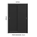 Ver imagem 4 de Guarda-roupa Solteiro 2 Portas de Correr Preto Milano Madesa