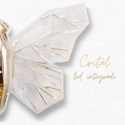 Pendente Borboleta 3k 4k 6k Cristal + Metal Dourado Bivolt - 2