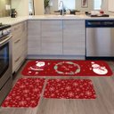 Ver imagem 2 de Kit de 3 Tapetes para Cozinha Natalinos Noel e Flocos de Neve Antiderrapante