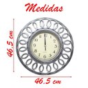 Ver imagem 2 de Relógio de Parede Decorativo Grande Prata Sala Escritório 46,5cm
