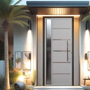 Porta Pivotante Solara Alumínio com Visor Puxador Tubolar 210 X 100 Lado Esquerdo