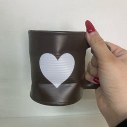 Jogo 2 Caneca Amassada 320ml para Chá Cappuccino - Marrom - 3