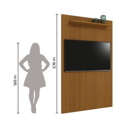 Painel para Tv até 55 Polegadas Ripado Impressão 3d Egeo com Prateleira 1,35m Cedro Edn - 4